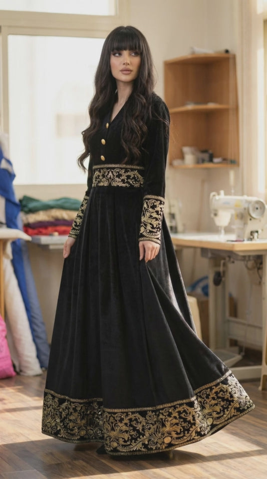 Black Silk Velvet Dress
