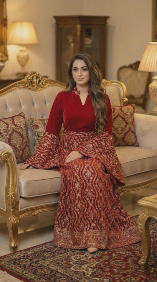 Pink Velvet 2 Piece Dress